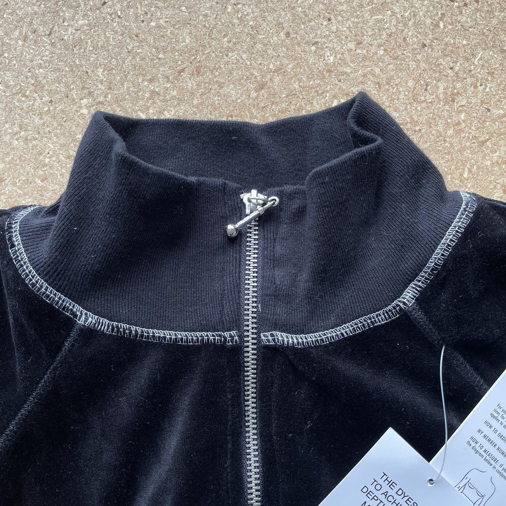 Velvet Velour Black Track Suit Top Jacket | Women's Size Small Y2K Style QVC - Picture 3 of 11